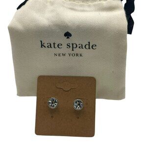 Kate Spade Gumdrop Silver/Clear Bezel Stud Earrings